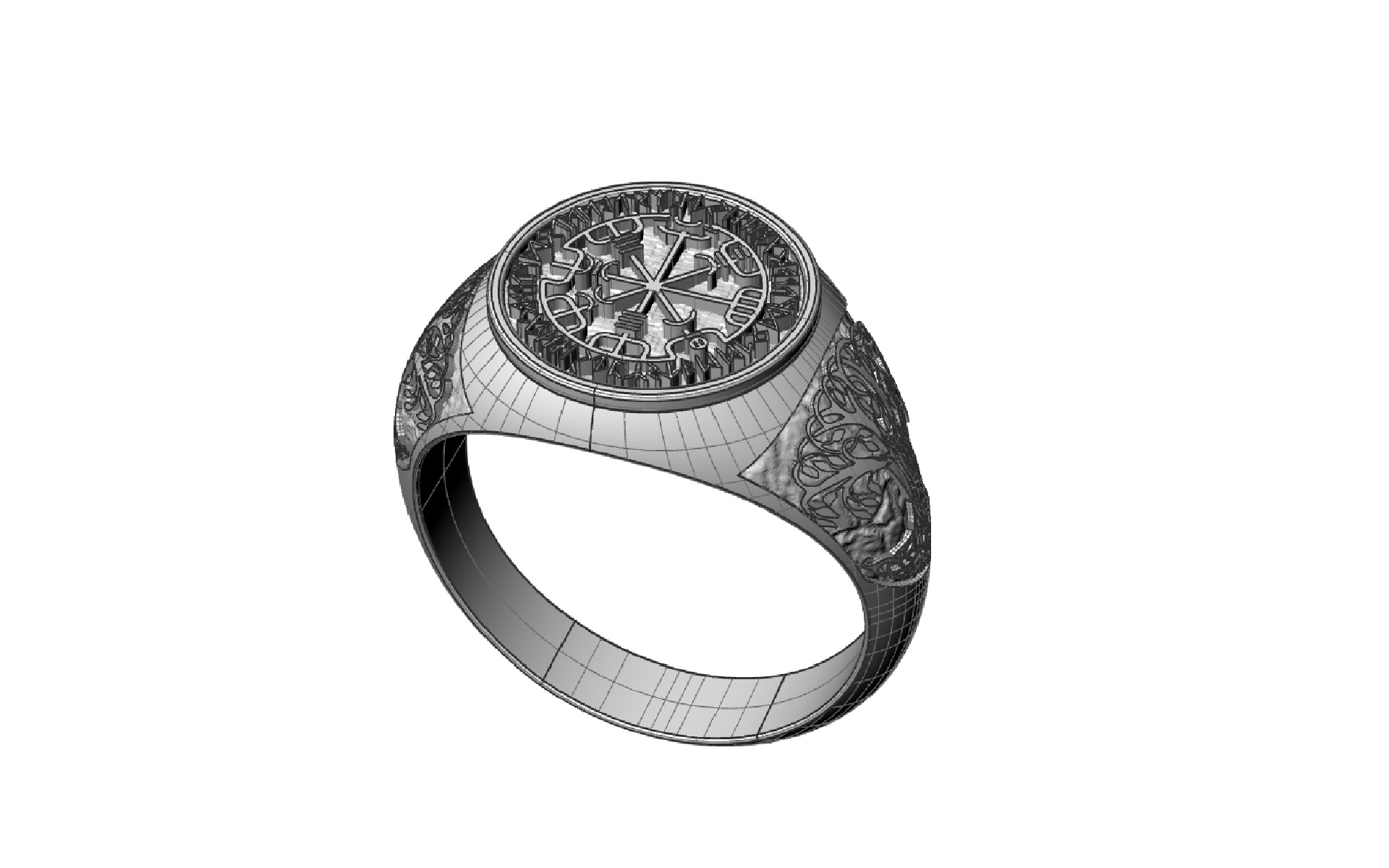 Men ring with the ancient symbols RUNES cnc model or 3D print model_4