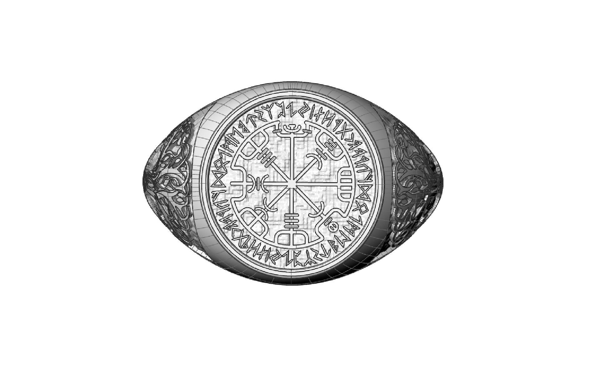 Men ring with the ancient symbols RUNES cnc model or 3D print model_3