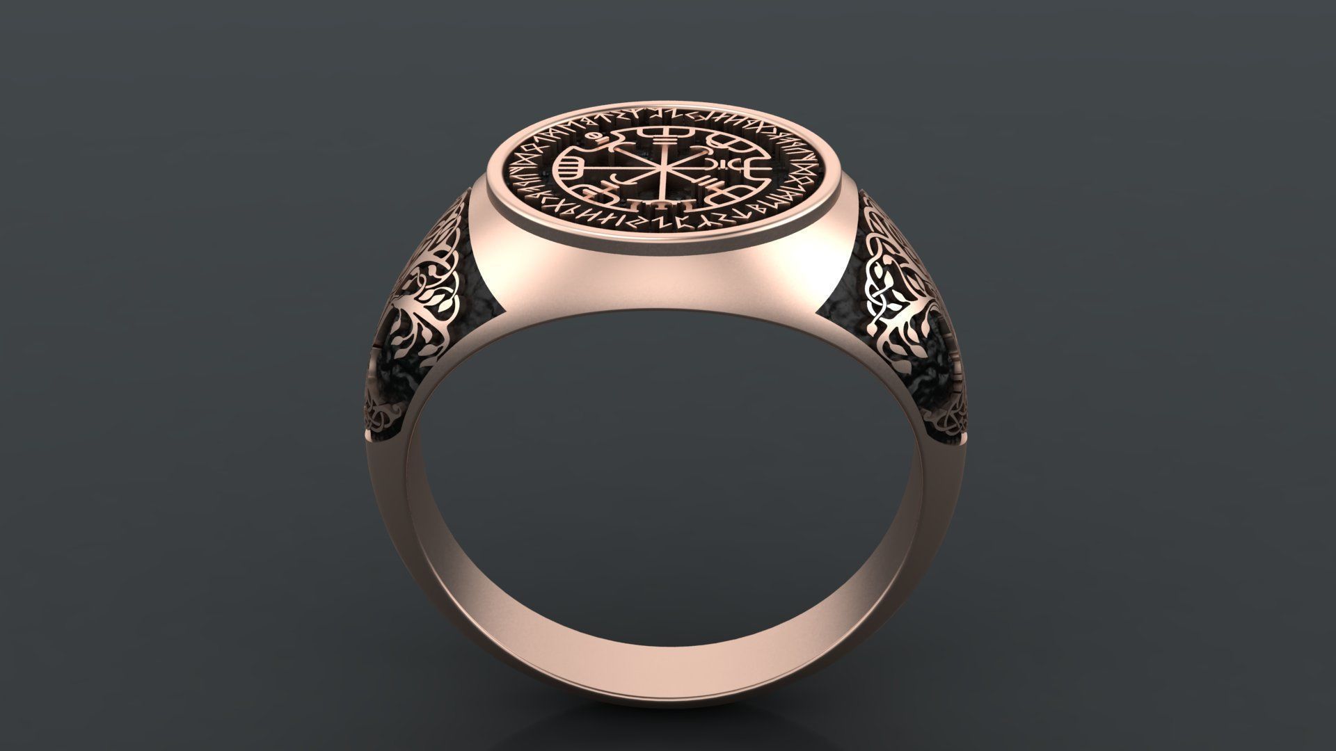 Men ring with the ancient symbols RUNES cnc model or 3D print model_8