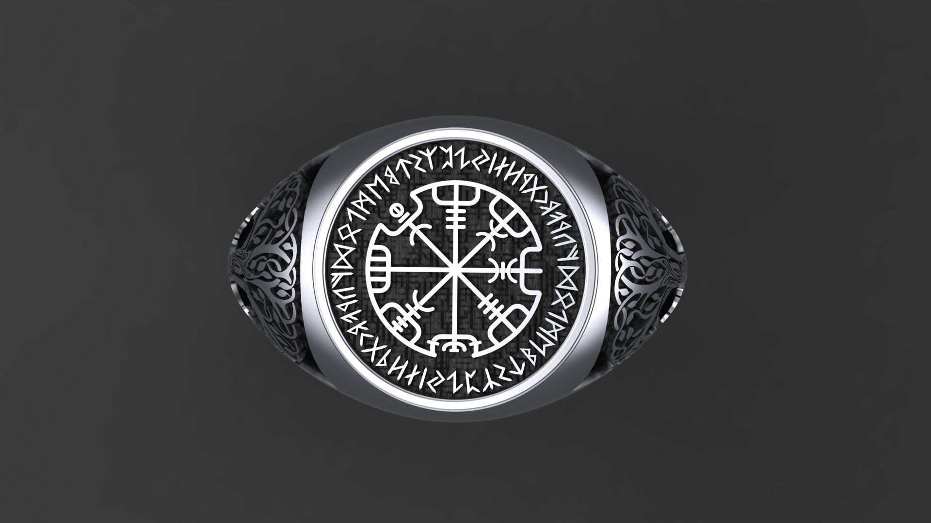Men ring with the ancient symbols RUNES cnc model or 3D print model_11