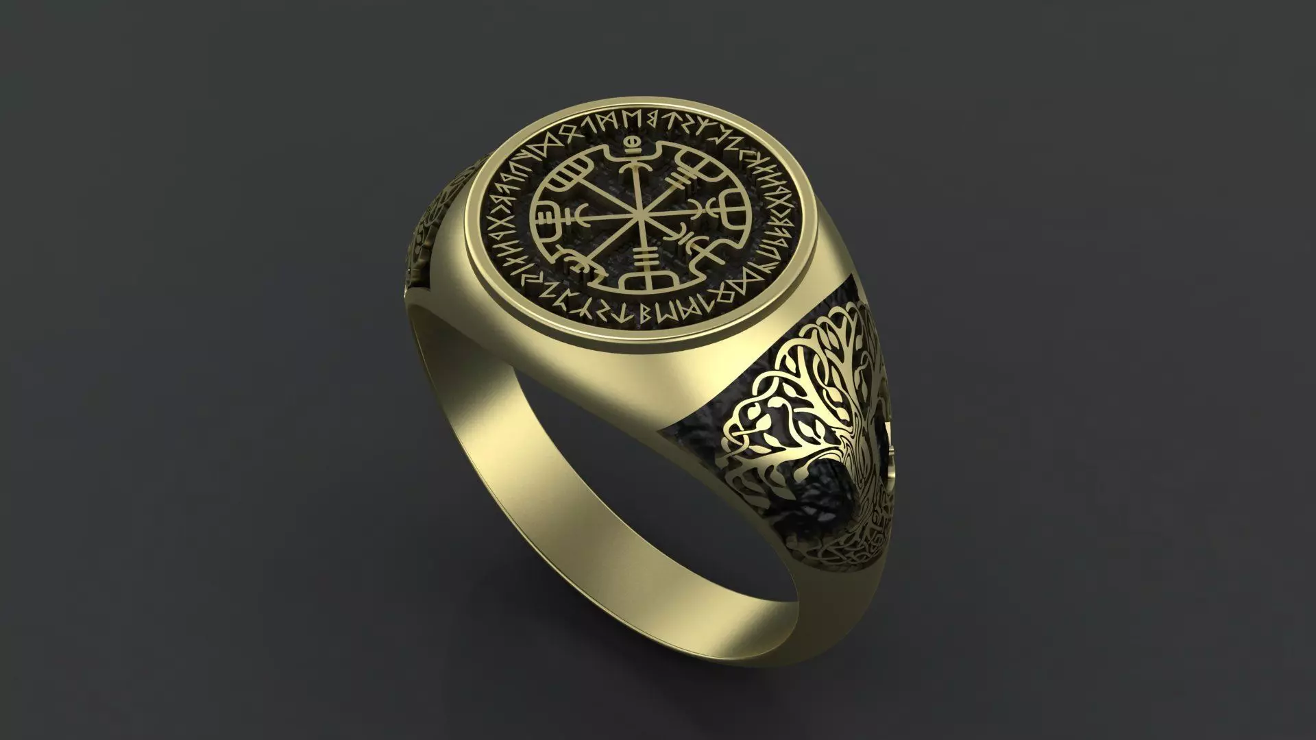 Men ring with the ancient symbols RUNES cnc model or 3D print model_0