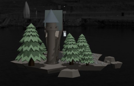Stylized medieval Castle with Snowy Pines Low Ply 3d Model Low-poly 3D model_4