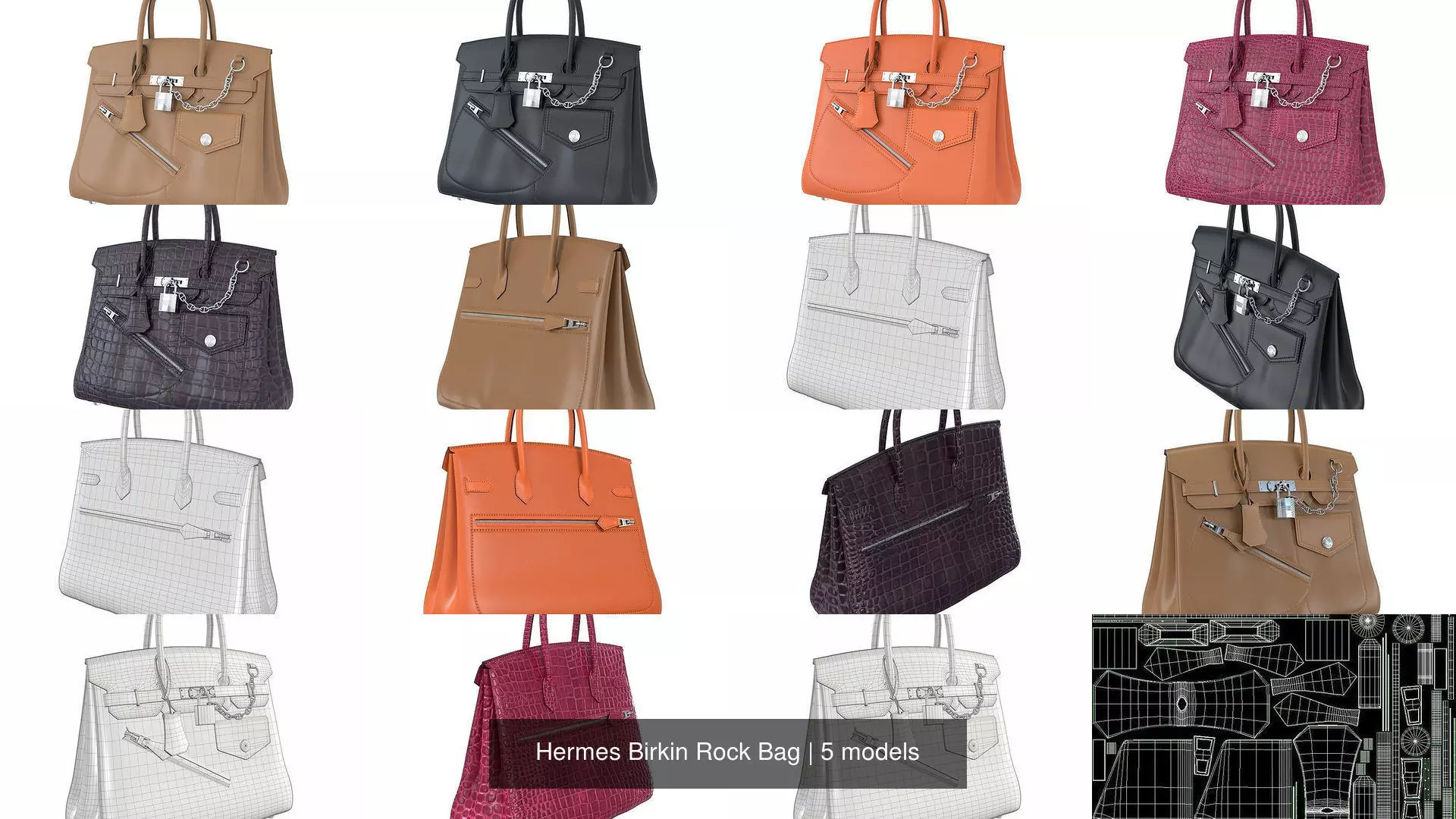 Hermes Birkin Rock Bag 3D Model Collection_1