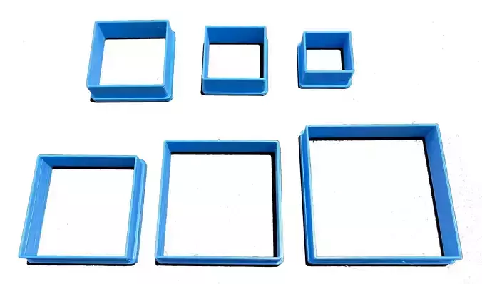 Set of 6 square cookie cutters with pointed edges