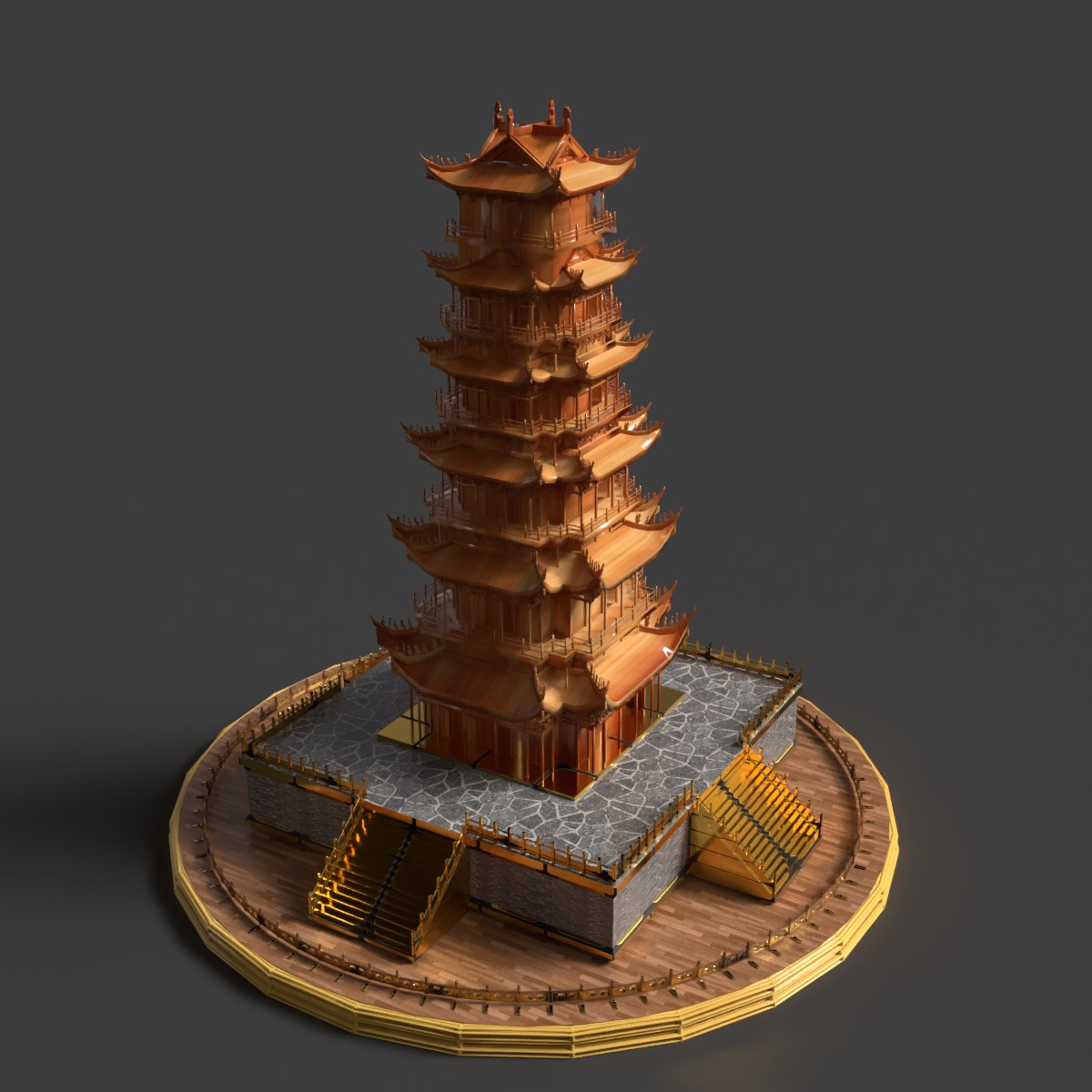 Chinese ancient tower  3D model_6