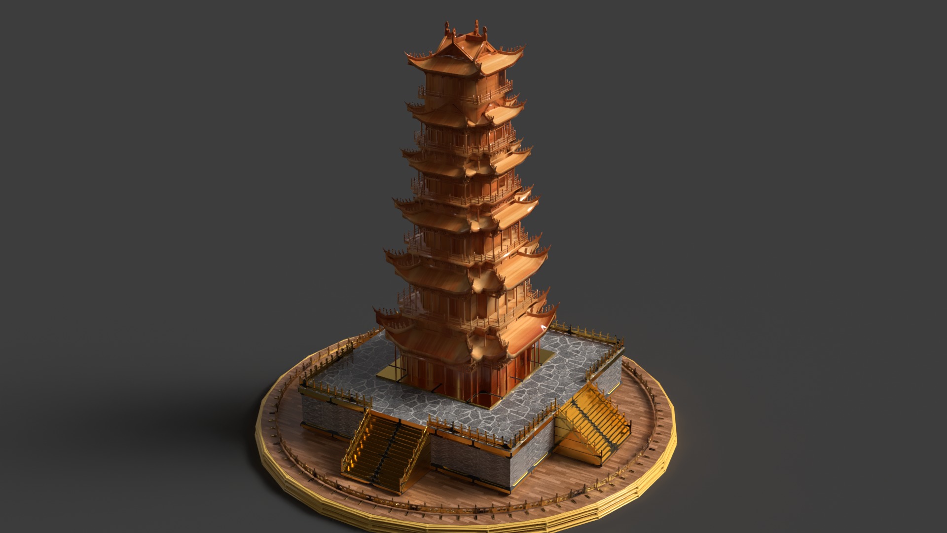 Chinese ancient tower  3D model_5