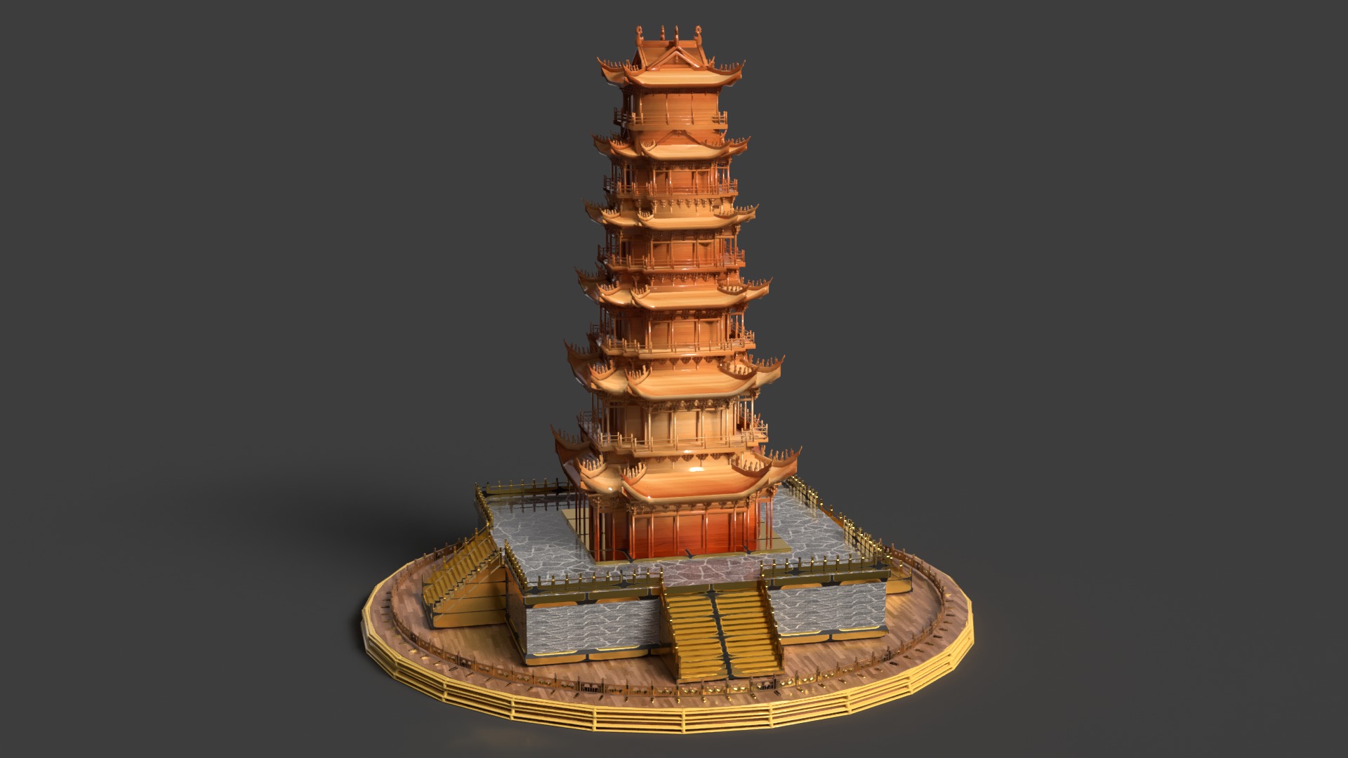 Chinese ancient tower  3D model_4