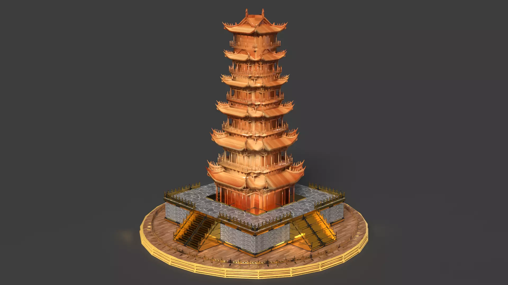 Chinese ancient tower  3D model_0