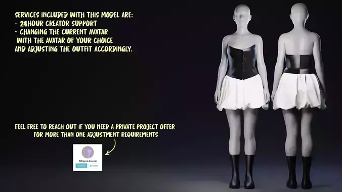 Black Corsette White Baloon Skirt with Rubber Boots