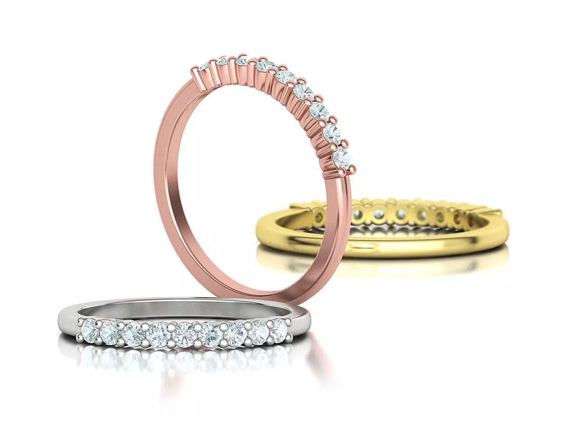 2mm 9 gems DIAMONDS ANNIVERSARY RING 3dmodel 3D print model_0