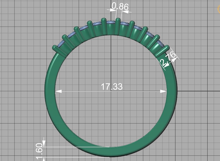 2mm 9 gems DIAMONDS ANNIVERSARY RING 3dmodel 3D print model_6