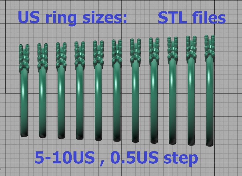 2mm 9 gems DIAMONDS ANNIVERSARY RING 3dmodel 3D print model_7