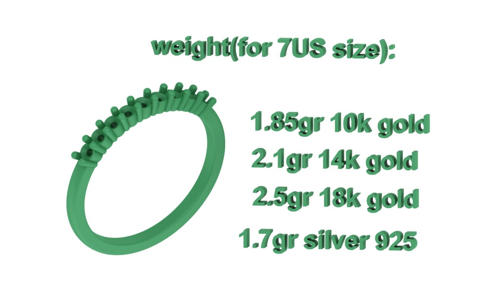 2mm 9 gems DIAMONDS ANNIVERSARY RING 3dmodel 3D print model_8