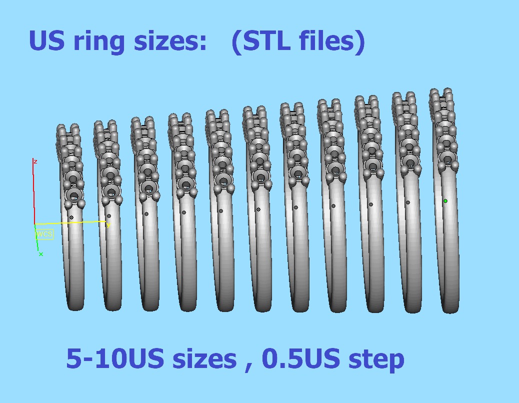 2mm 9 gems DIAMONDS ANNIVERSARY RING 3dmodel 3D print model_9