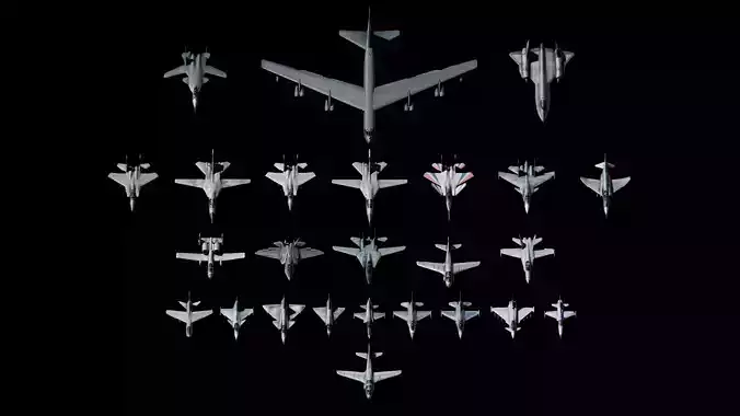 Low Poly Jets PACK Low-poly 3D model