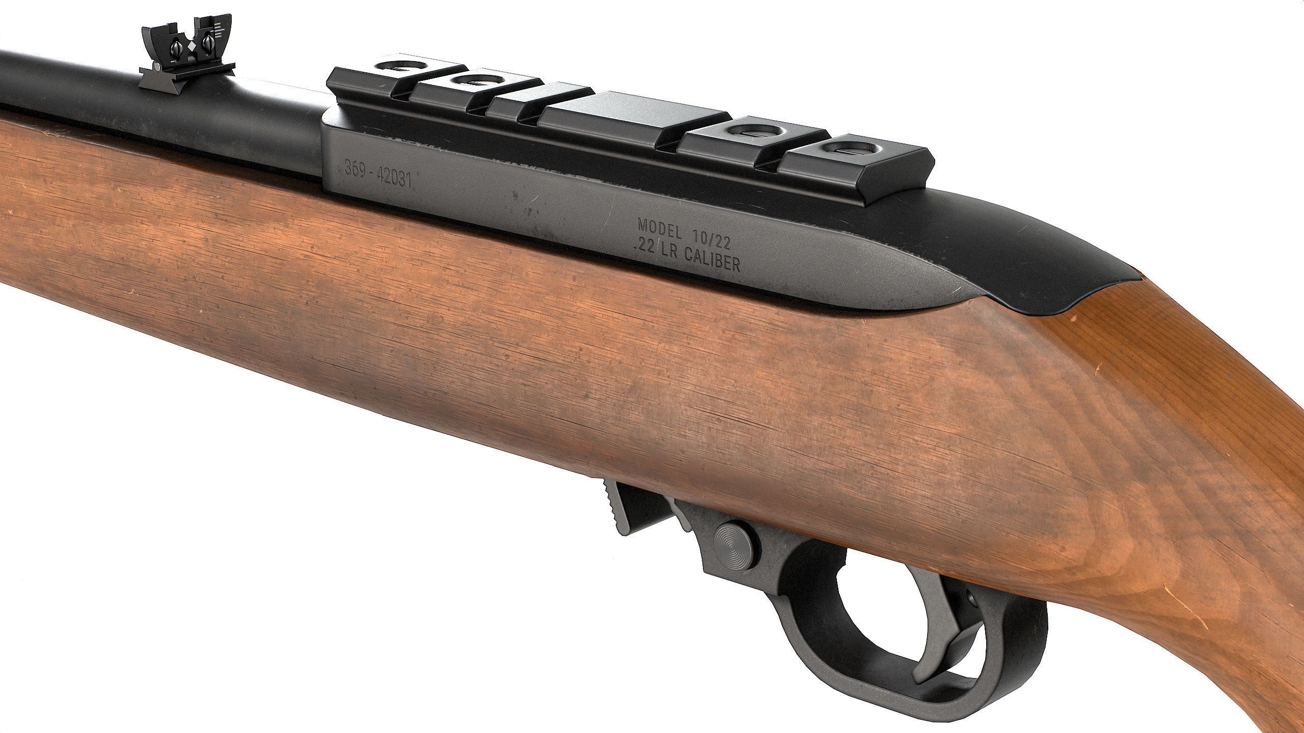 PBR Ruger 10 22 Carbine Rifle Low-poly 3D model_2