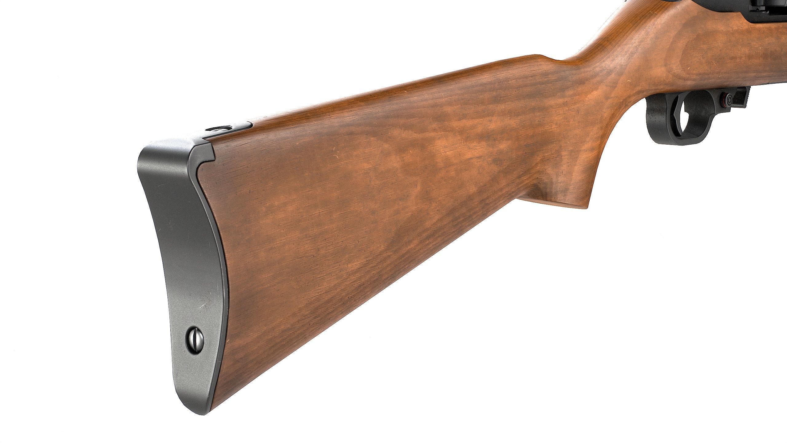 PBR Ruger 10 22 Carbine Rifle Low-poly 3D model_6