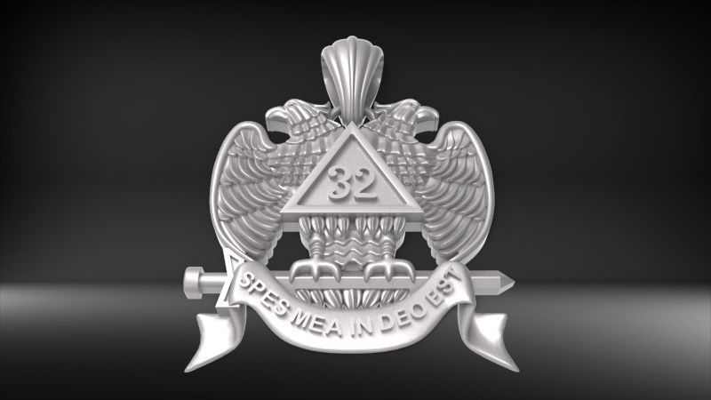 Masonic Emblem Pendant 32 Degree Mason Medallion 3D print model_18