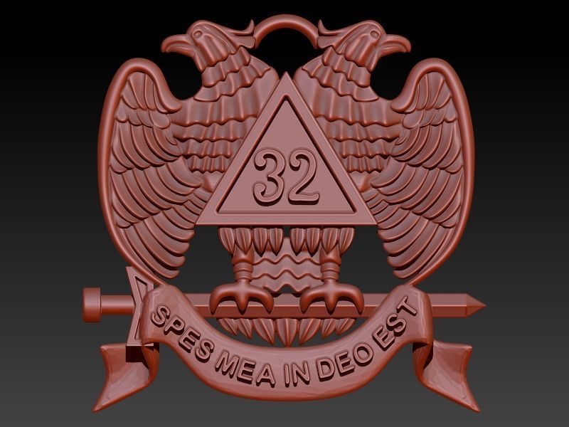 Masonic Emblem Pendant 32 Degree Mason Medallion 3D print model_2
