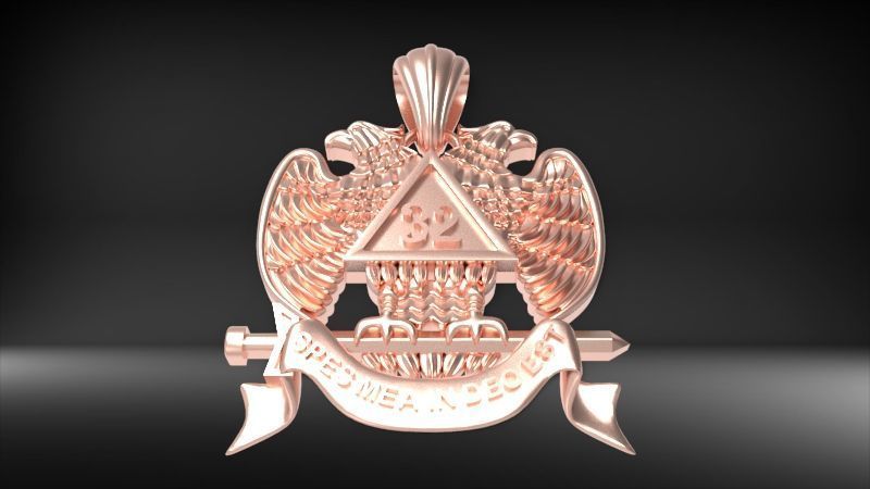 Masonic Emblem Pendant 32 Degree Mason Medallion 3D print model_15