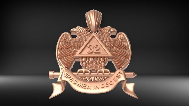 Masonic Emblem Pendant 32 Degree Mason Medallion 3D print model_17