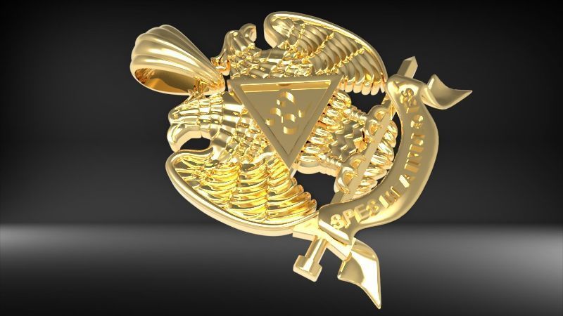 Masonic Emblem Pendant 32 Degree Mason Medallion 3D print model_22