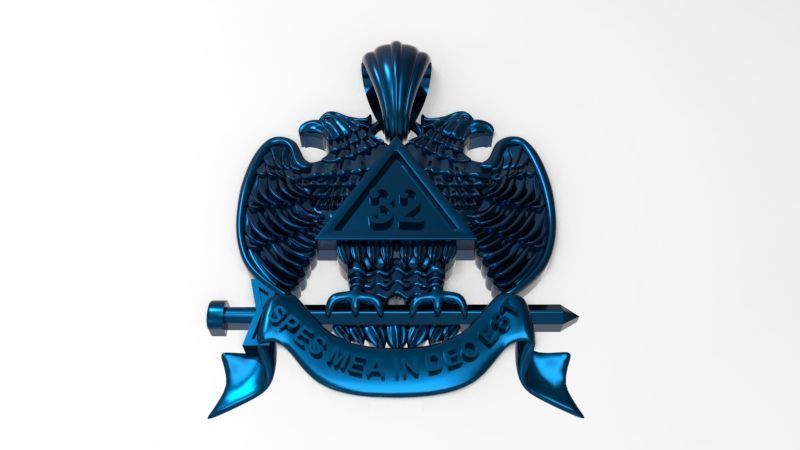 Masonic Emblem Pendant 32 Degree Mason Medallion 3D print model_14