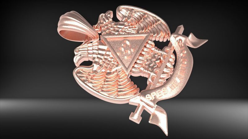 Masonic Emblem Pendant 32 Degree Mason Medallion 3D print model_25