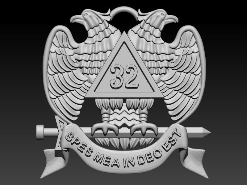 Masonic Emblem Pendant 32 Degree Mason Medallion 3D print model_7