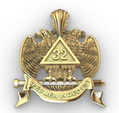 Masonic Emblem Pendant 32 Degree Mason Medallion 3D print model_6