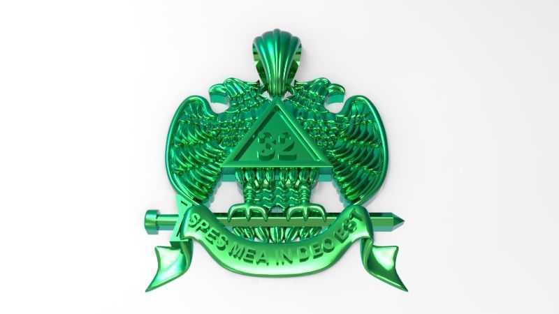 Masonic Emblem Pendant 32 Degree Mason Medallion 3D print model_13