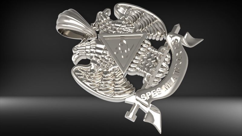 Masonic Emblem Pendant 32 Degree Mason Medallion 3D print model_19