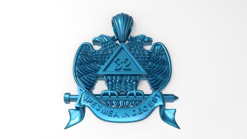 Masonic Emblem Pendant 32 Degree Mason Medallion 3D print model_12
