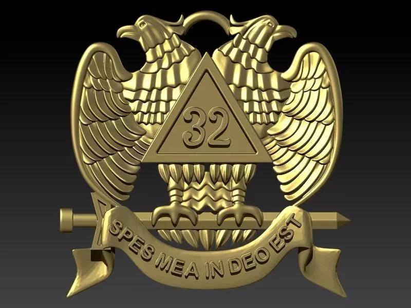 Masonic Emblem Pendant 32 Degree Mason Medallion 3D print model_0