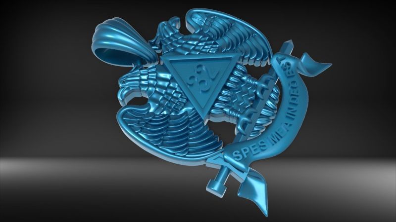 Masonic Emblem Pendant 32 Degree Mason Medallion 3D print model_24