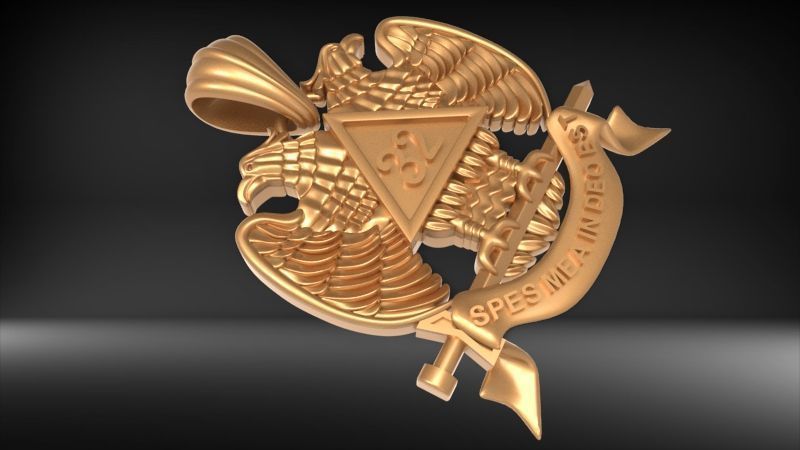 Masonic Emblem Pendant 32 Degree Mason Medallion 3D print model_4