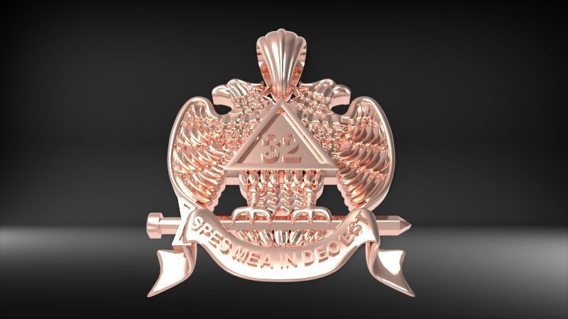 Masonic Emblem Pendant 32 Degree Mason Medallion 3D print model_16