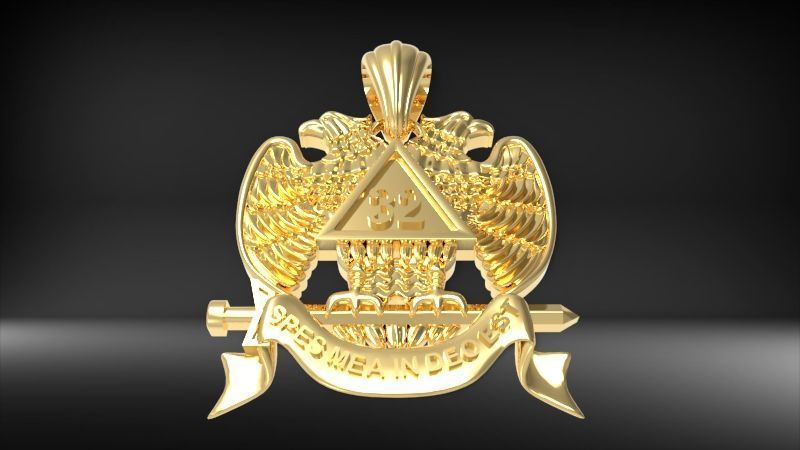 Masonic Emblem Pendant 32 Degree Mason Medallion 3D print model_3