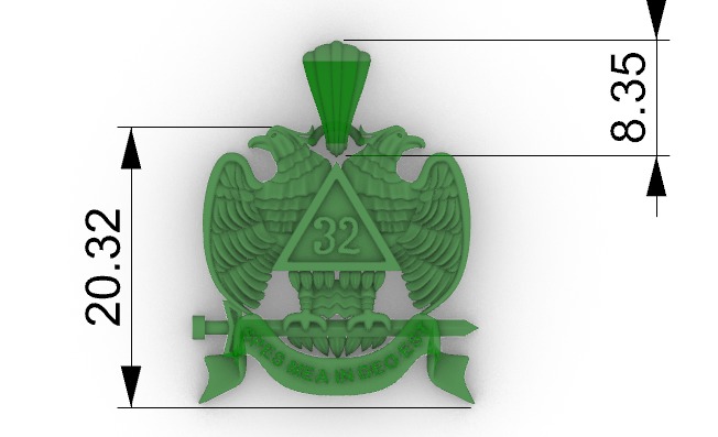 Masonic Emblem Pendant 32 Degree Mason Medallion 3D print model_8