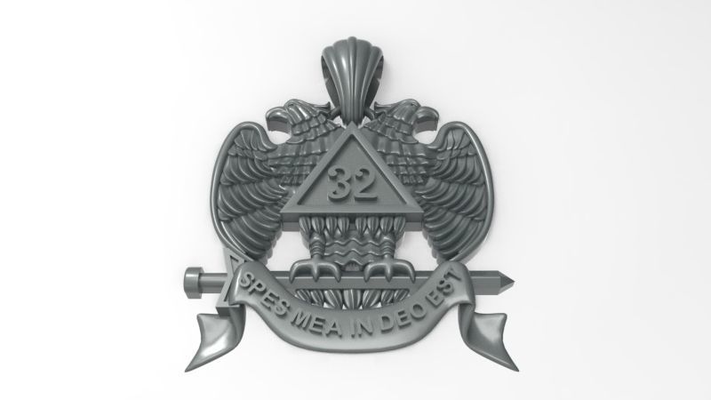 Masonic Emblem Pendant 32 Degree Mason Medallion 3D print model_11
