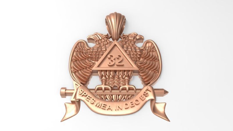 Masonic Emblem Pendant 32 Degree Mason Medallion 3D print model_5