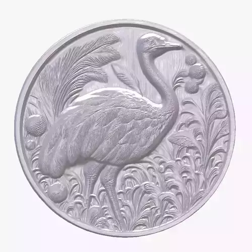 Ostrich 2 basrelief for 3D printing