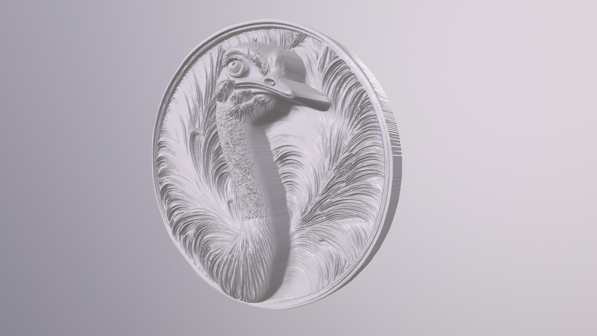 Ostrich 4 basrelief for 3D printing 3D print model_3