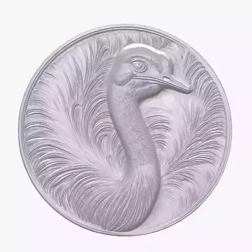 Ostrich 4 basrelief for 3D printing