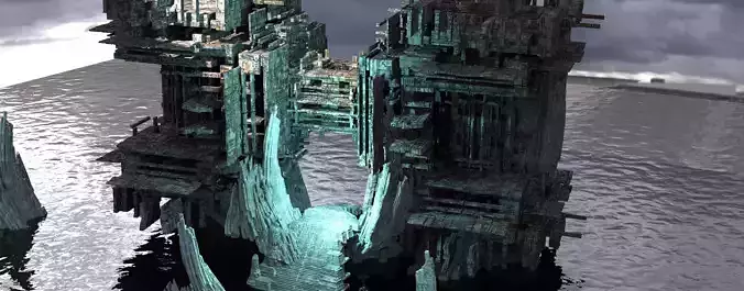 Sci fi Light gravity Cube Towers