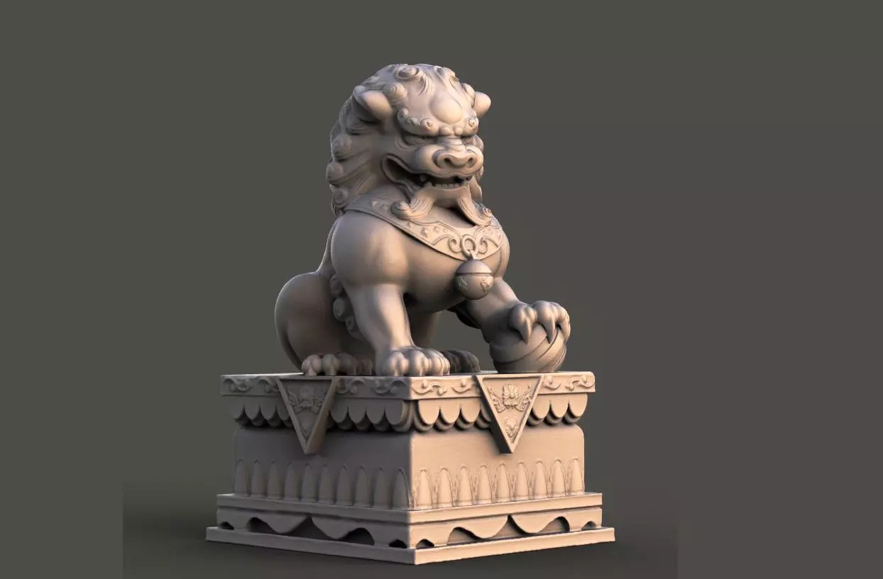 Chinese Lion Statue 3D model