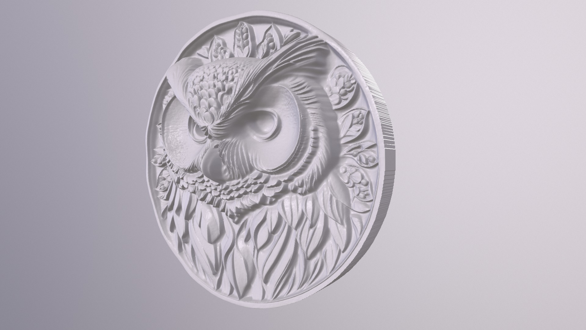 Owl 4 basrelief for 3D printing 3D print model_3
