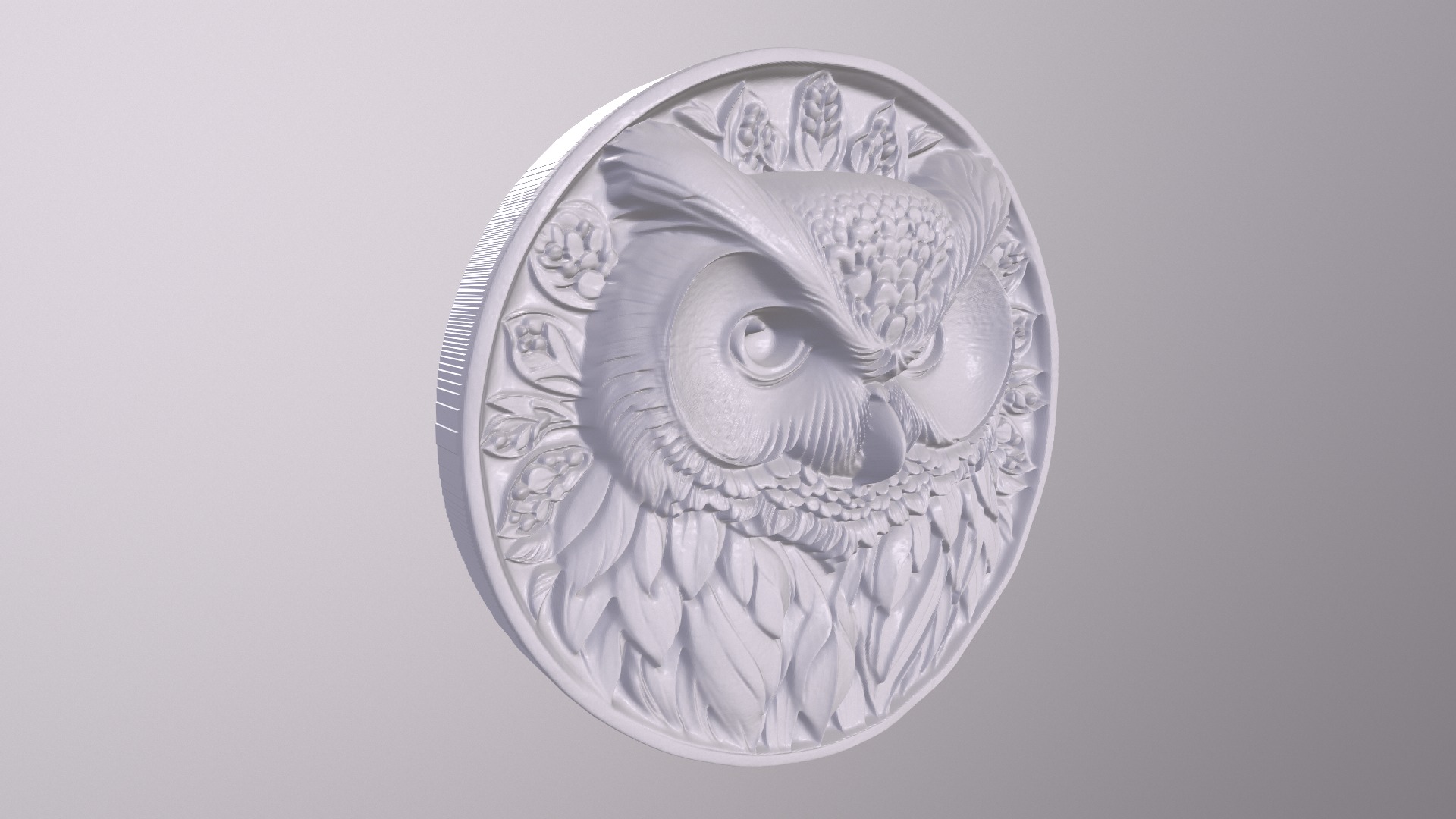 Owl 4 basrelief for 3D printing 3D print model_4