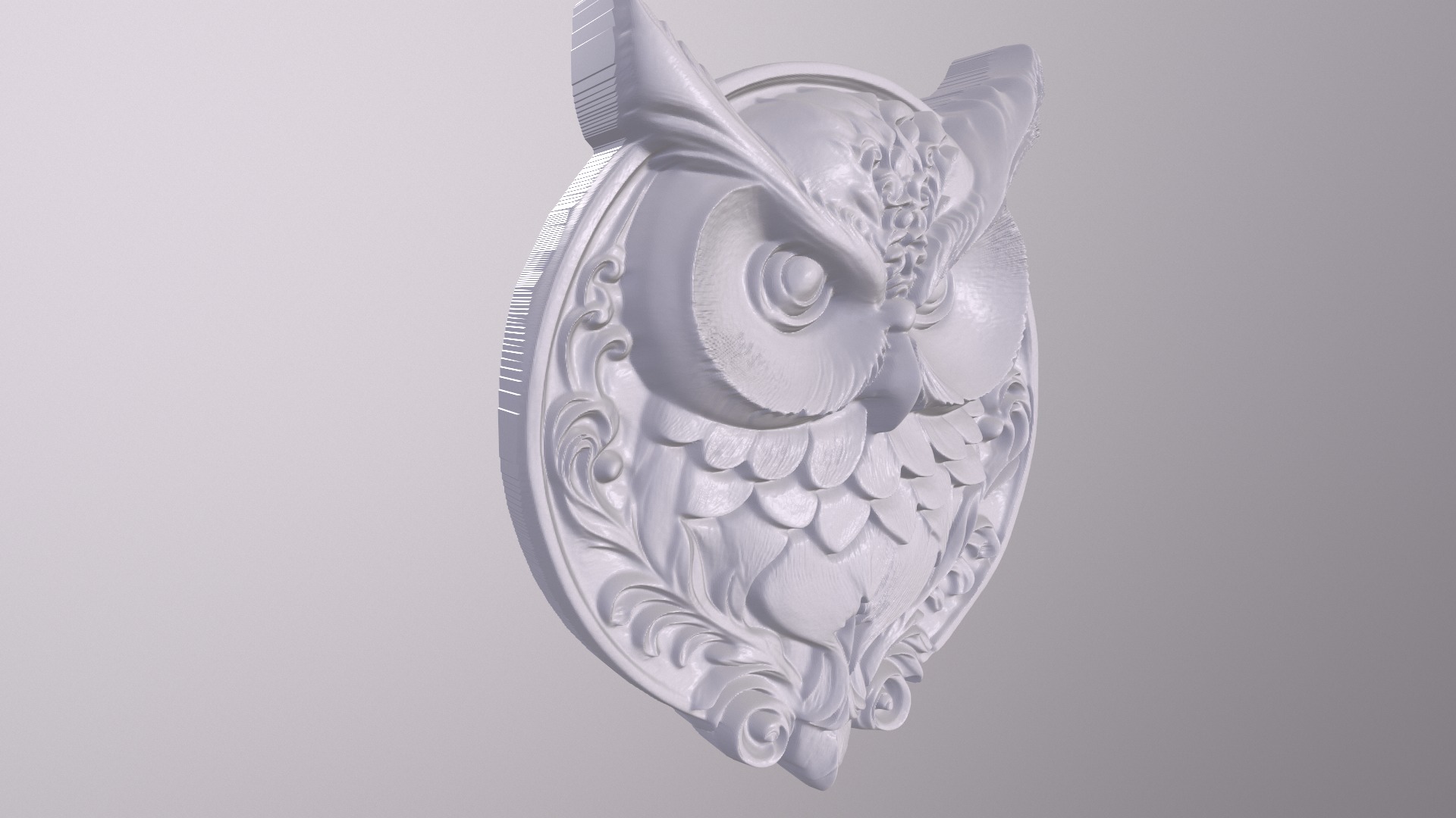 Owl 5 basrelief for 3D printing 3D print model_4