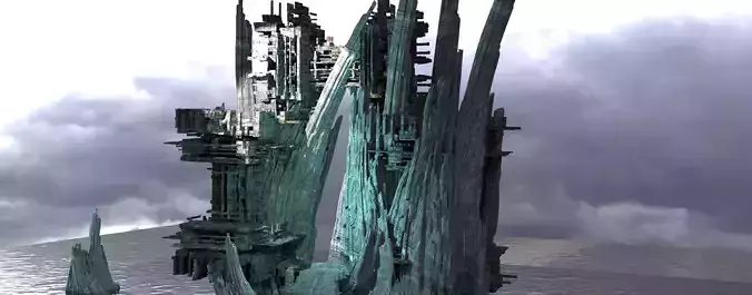 Sci fi Light gravity training arena mountain